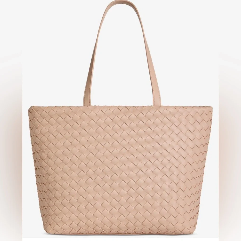 Chic Tan Woven Tote Bag